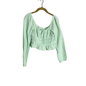 Wild Fable Light Green Long Sleeve Crop Top XS